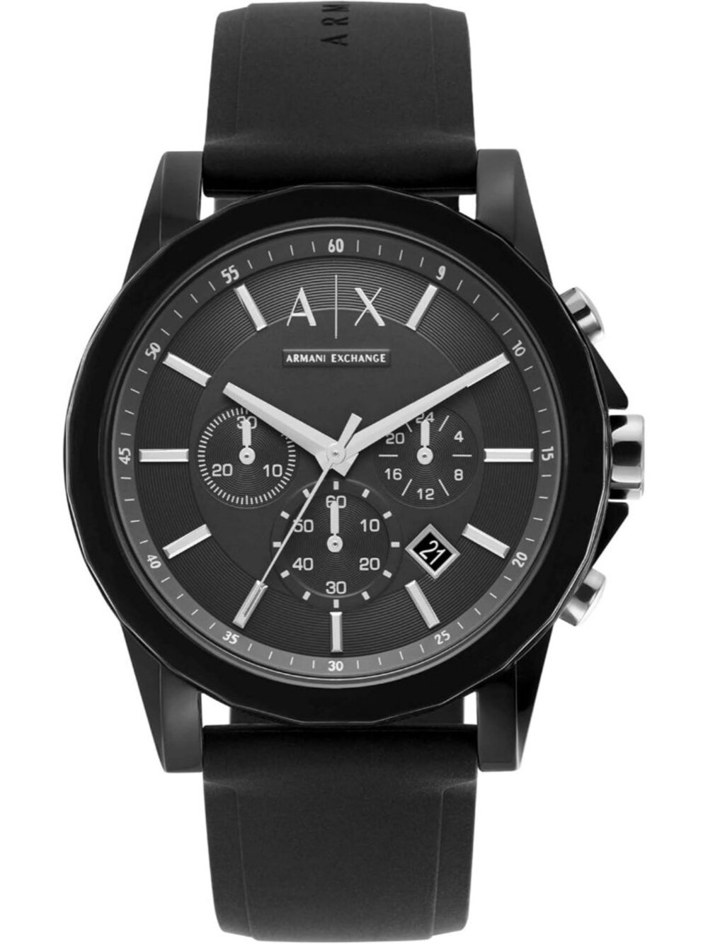 Men's Black Silicone Band Bracelet Chronograph Analog Crystal Dress Wrist Watch